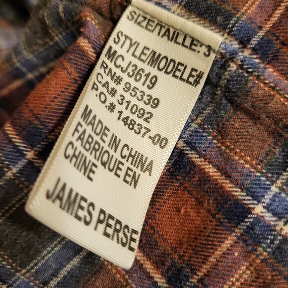 James Perse. Plaid Check Casual Buttonup Shirt. Brushed Cotton Flannel. Sz 3/L - Picture 7 of 8